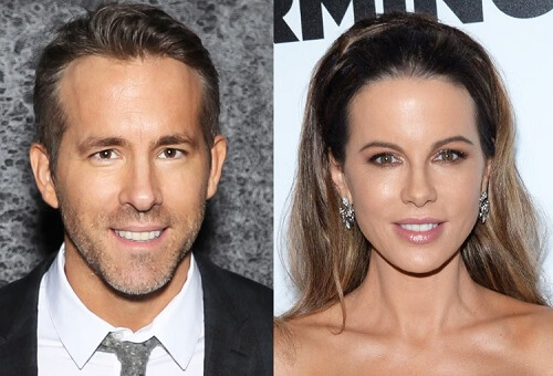 Actors Ryan Reynolds on the left and Kate Beckinsale on the right
